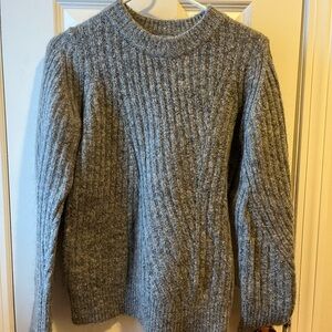 COS Gray Ribbed Crew Neck Sweater